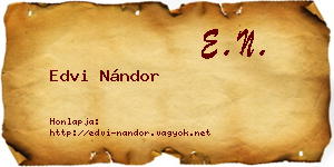Edvi Nándor névjegykártya